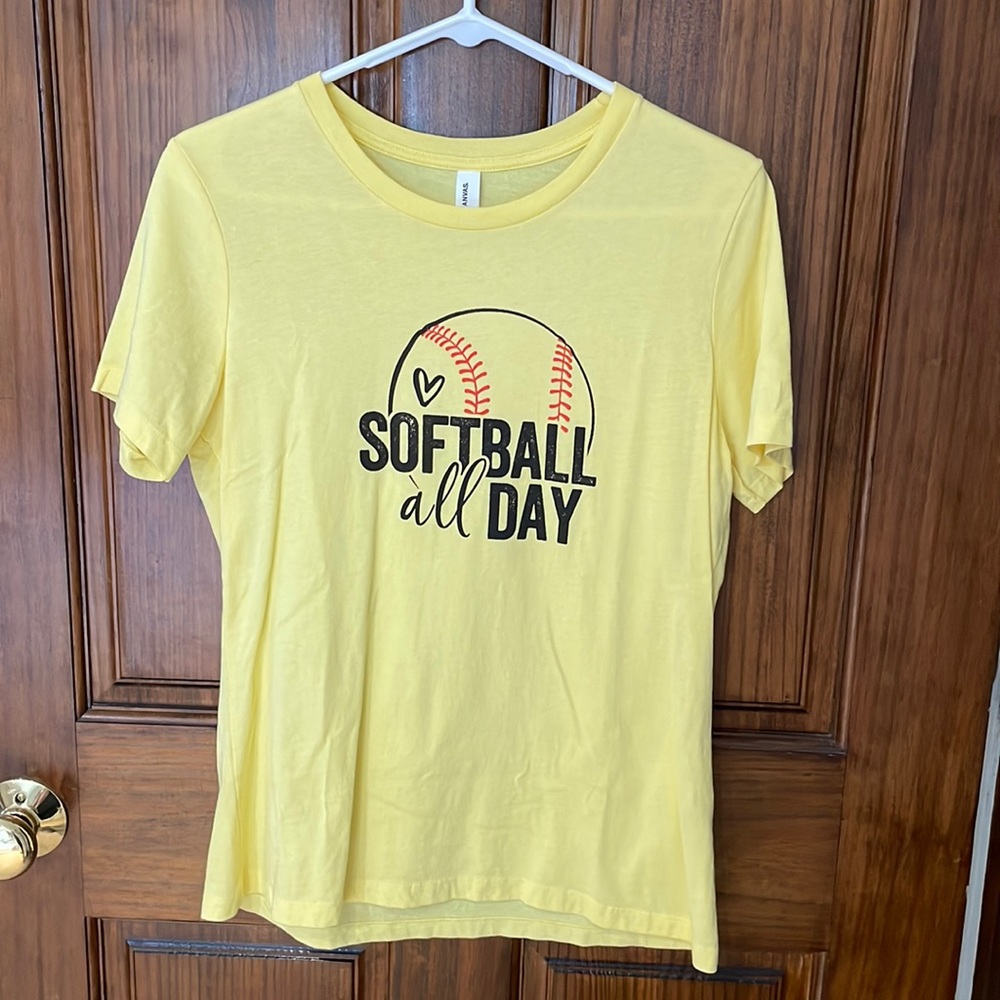 Bella Canvas adult small softball t shirt, never worn